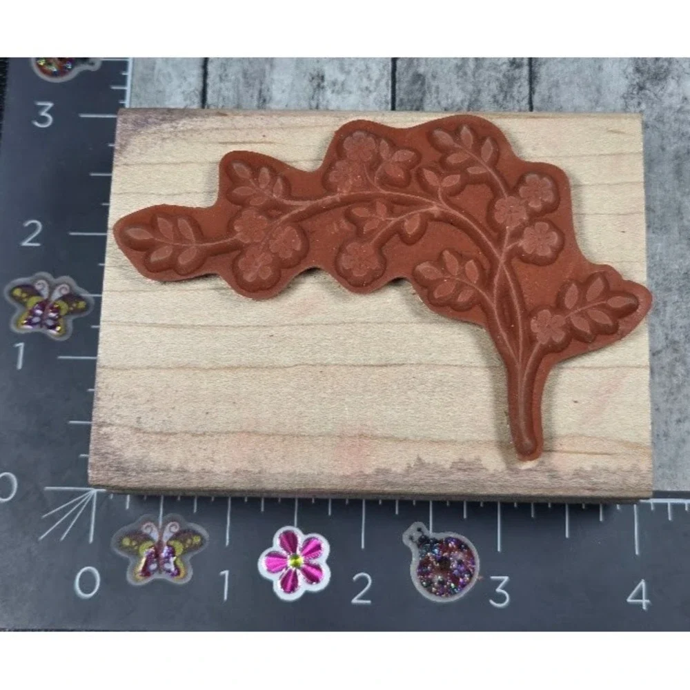 Stampin' Up! Tree Leafy Branch Double Sided Rubber Stamp Wood #L52